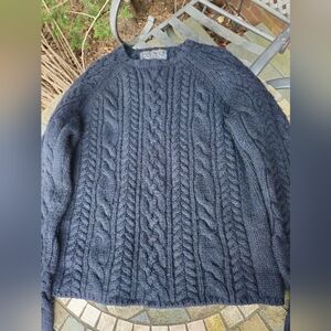 Y2K Abercrombie & Fitch 100% Wool, Navy Blue Cable Knit Sweater, Men's M